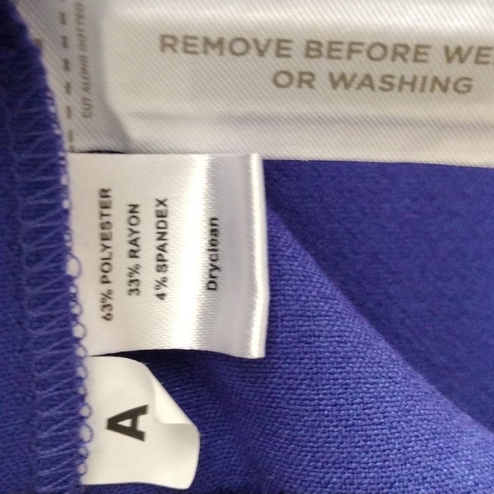 LOFT Dress Size 8 Black Blue/Purple Color Block, Midi. - Picture 6 of 12
